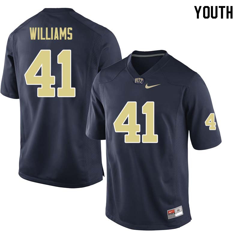 Youth #41 Jalen Williams Pittsburgh Panthers College Football Jerseys Sale-Navy